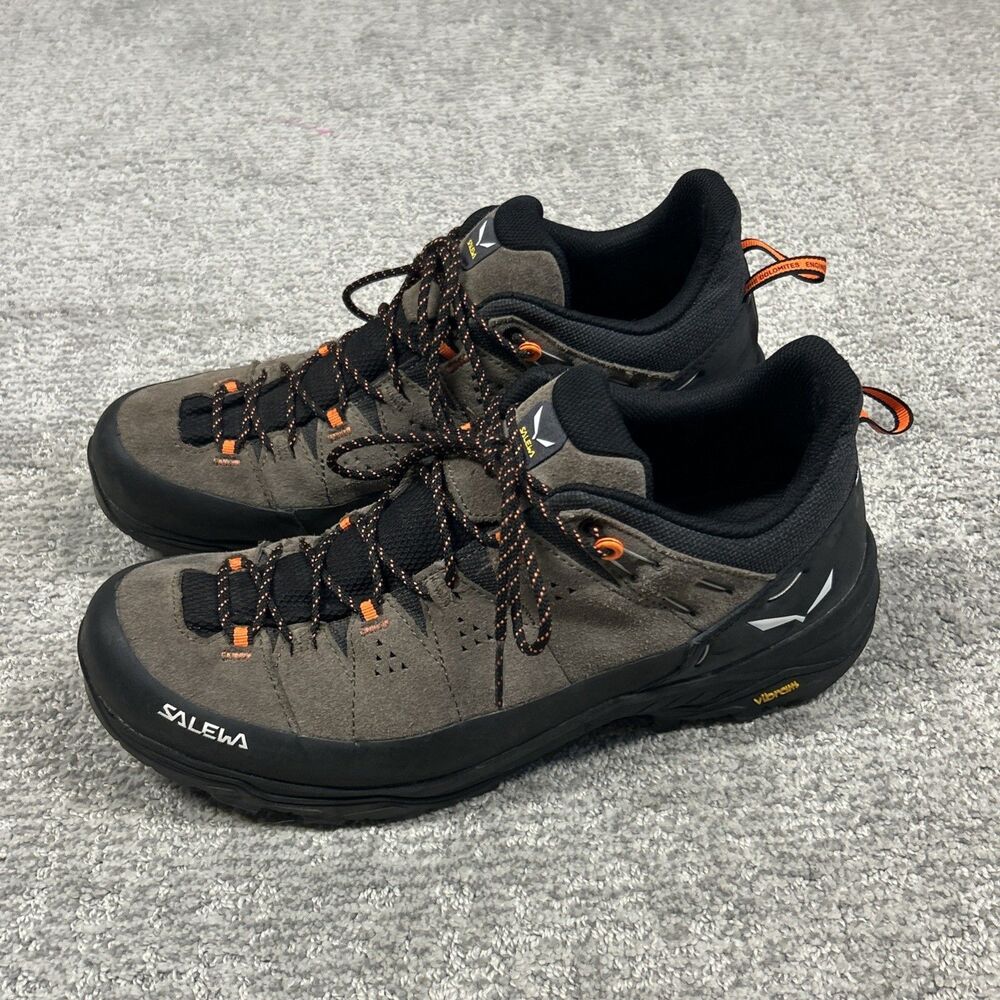Salewa Alp Trainer 2 Hiking Shoes Mens 11.5 Bungee Black Brown Suede Vibram